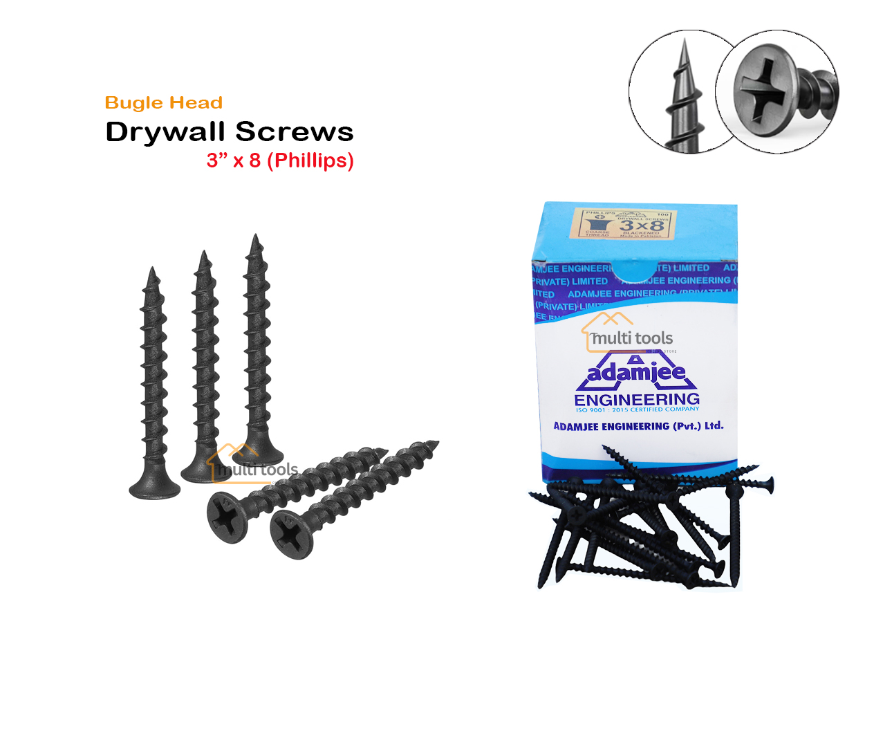 Bugle Head Drywall Screws 3 X 8 (Phillips)